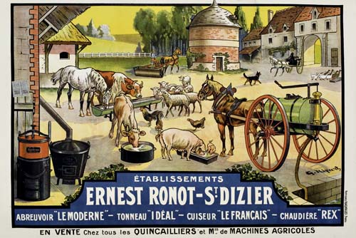 Etablissements, Ernest Ronot-S’Dizier, Abreeuvoir lemoderne”- Tonneau” Ideal” -Cuiseur” Lefrancais”-Chaudiere”Rex”, En Vente Chez Tous Les Quincailliers Et M”, De Machines Agricoles`