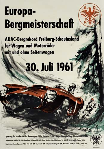 Europa-, Bergmeisterschaft, Adac-Bergrekord Freiburg-Schavinsland, Fur Wagen Und Motorrader, Mit Und Ohne seitenwagen