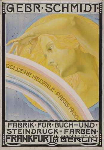 Gebr schmidt, Goldene medaille paris 1900, Fabrik fur buch und, Steindruck-farben, frankfurt, A. Bockenheim und, M. Berlin