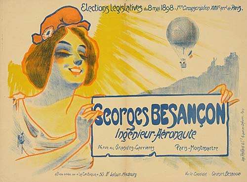 Electiona Legislatives 8 Mxi 1898, Georges Besancon, Ingenieur-Aeronaute, 14 Rue Ans Grandes Garrieres Paris Montmartre