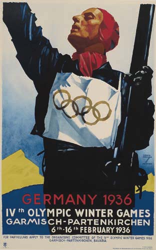 Germany 1936 Ivth Olympic Winter Games, Garmisch – Partenkirchen, 6Th – 16Th February 1936, For Farticulars Apply To The Organisens Committcc Of The N” Ocyhmpic Winter Games 1956, Garmison – Partennpoten. Bavaria