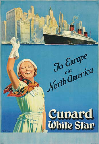 Jo Europe,  Via,  North America, Cunard White Star