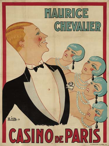 Maurice Chevalier Casino de Paris, man in suit, four dancers