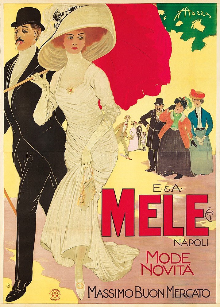 E and A Mele and Ci Napoli Mode Novita, couple in white and black strolls