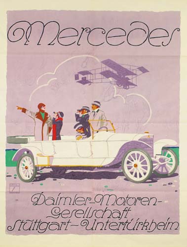 Mercedes Daimler Motoren Gesellschaft Stuttgart Unterturkheim, purple poster