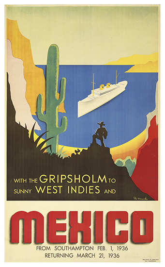 Mexico from Southampton 1936, white ship, cactus