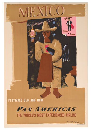 Mexico Festivals old and new, Pan American, brown poster