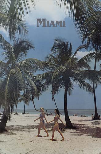 Miami, women in bikinis walking on the beach