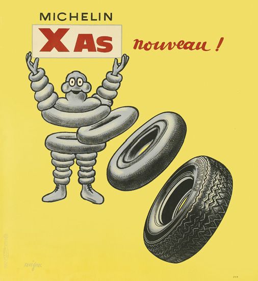 Michelin Xas Nouveau, Michelin man, yellow poster