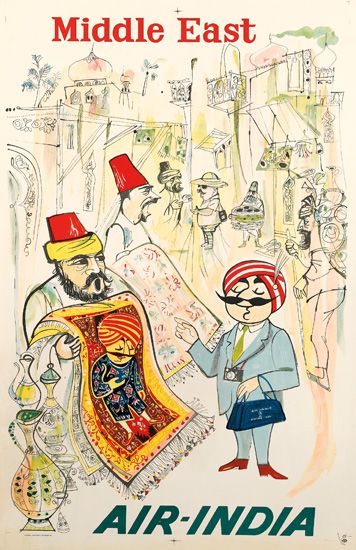 Middle East Air India, man buying rugs