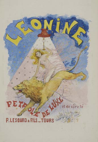 Leonine Petrole de Luxe, nude woman rides a lion
