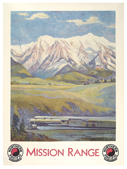 Northern Pacific Railroad, Mission Range, snowy mountains