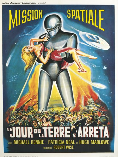 Le Jour ou la Terre S’Arreta, Mission Spatiale, space man holds woman in pink