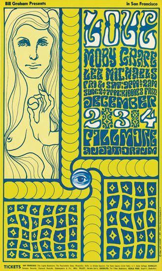 Love Moby Grape Lee Michaels, topless woman, yellow poster