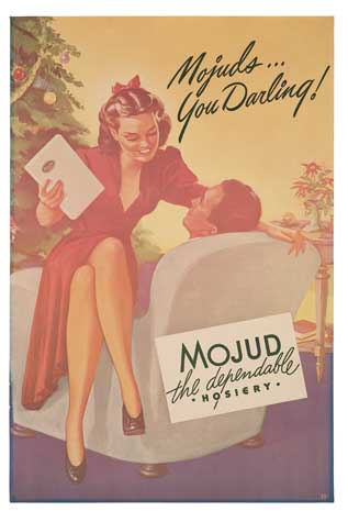 Mojuds You Darling, The Dependable Hosiery, woman and man, Christmas tree