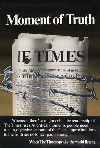 Moment of Truth, If Times, South African, When The Times speaks, the world listens, newspaper, barbed wire