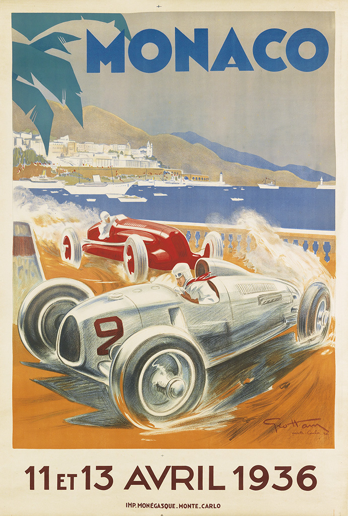 Monaco 11 et 13 Avril 1936, silver and red cars racing