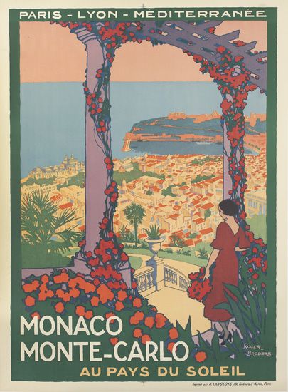 Monaco Monte-Carlo, Au Pays du Soleil, flowered arch, woman in red