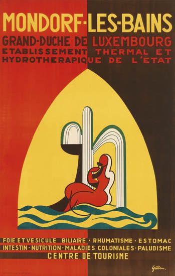 Mondorf Les Bains, Grand Duche de Luxembourg, red and brown poster, cactus, red woman