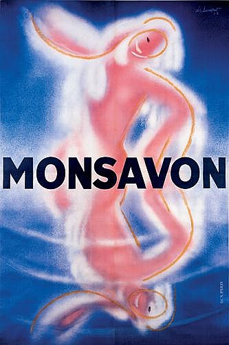 Monsavon, blue poster, pink bodies