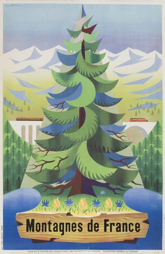 Montagnes de France, large evergreen tree