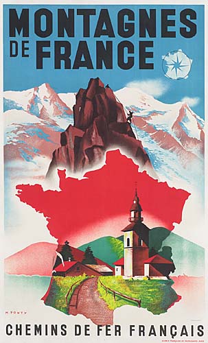 Montagnes de France, Chemins de Fer Francais, mountain climbers