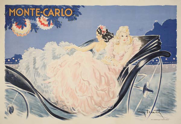 Monte-Carlo, women in large dresses ride in a carriage