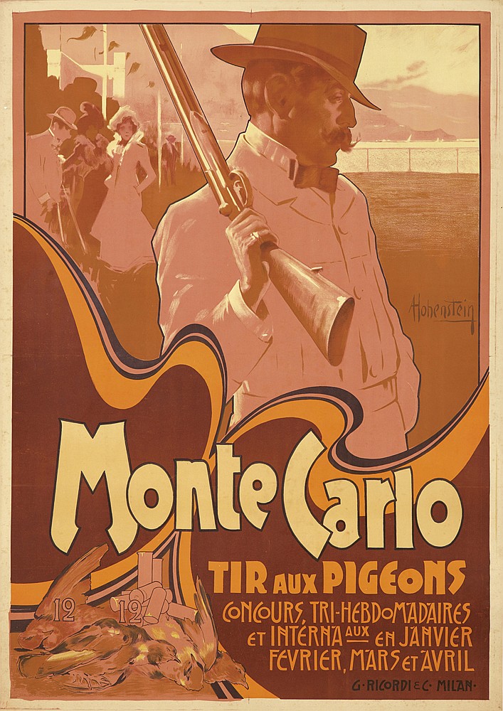 Monte Carlo Tir Aux Pigeons, man with a gun