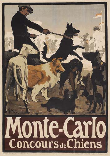 Monte-Carlo Concours de Chiens, man with dogs