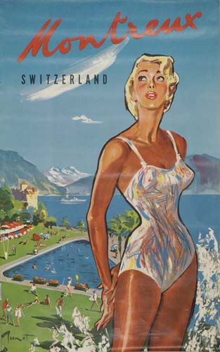 Montreux Switzerland, woman in swimsuit