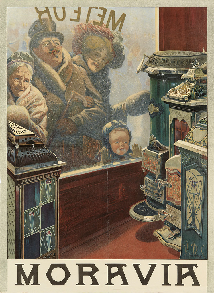 Moravia, family looks in store window