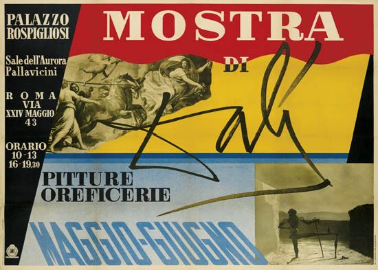 Mostra di Dali, red, yellow, and blue