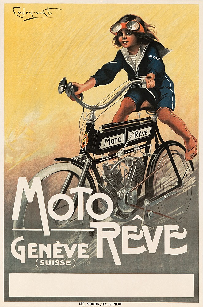 Moto Reve Geneve Suisse, little girl rides bicycle
