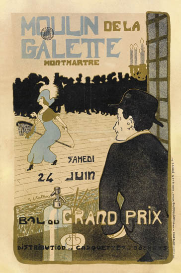 Moulin de la Galette, woman playing with a stick horse