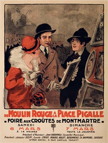 Du Moulin Rouge a la Place Pigalle, couple looks at art