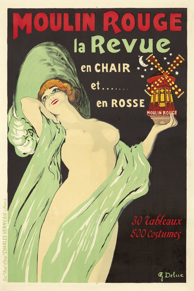 Moulin Rouge la Revue, nude woman, green hat