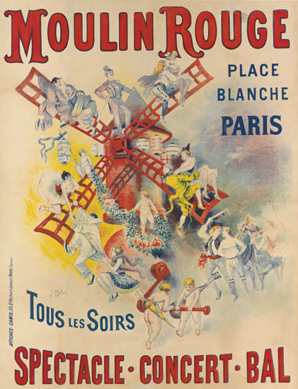 Moulin Rouge Spectacle Concert Bal, red windmill