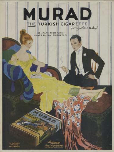 Murad The Turkish Cigarette, woman in yellow, man in suit