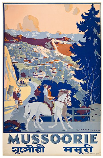 Mussoorie, couple on horseback, mountains