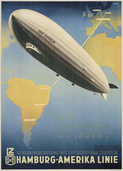 Hamburg-Amerika Linie, blimp, routes