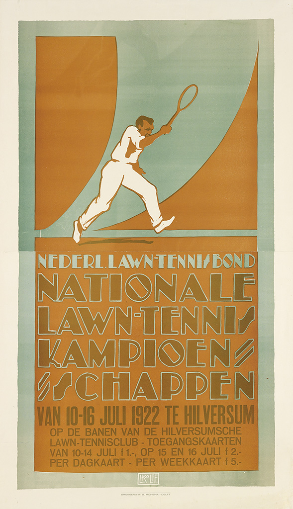 Nederl Lawn Tennis Bond, long orange tennis poster