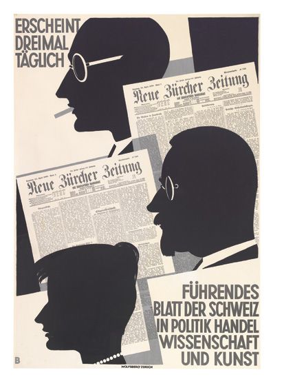 Erscheint Dreimal Taglich, Neue Zurcher Zeitung, men read newspapers