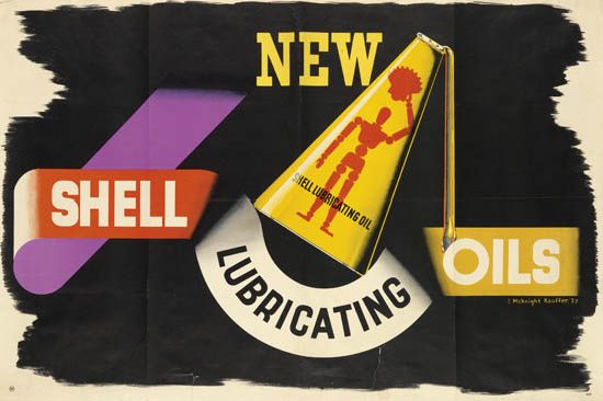 New Shell Lubricating Oils, black poster