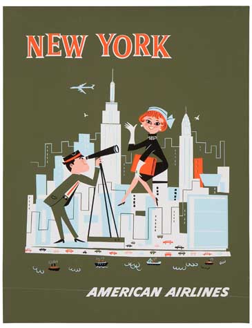 New York, American Airlines, couple