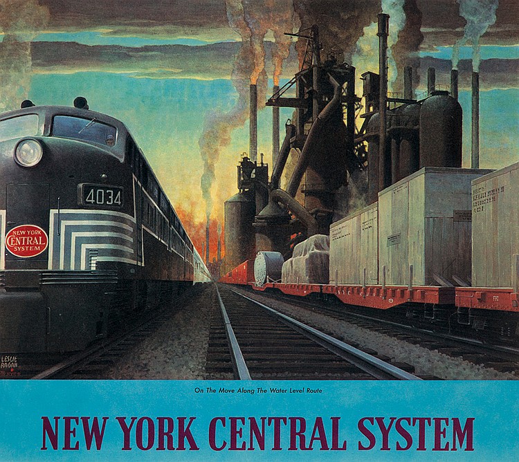 New York Central System, On the Move Along the Water Level Route, black train