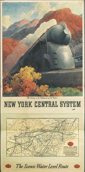 New York Central System, map, Hudson