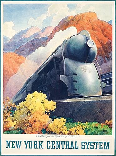 New York Central System, fall colors, train