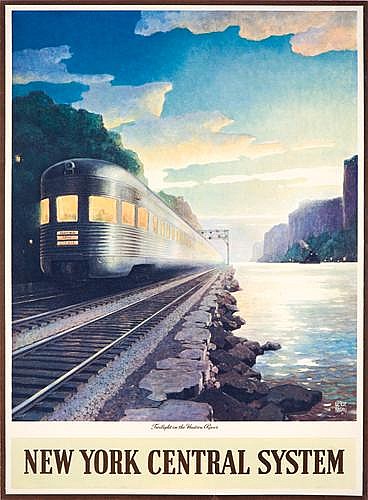 New York Central System, train on the shore