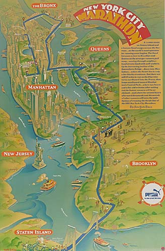 New York City Marathon, map and route
