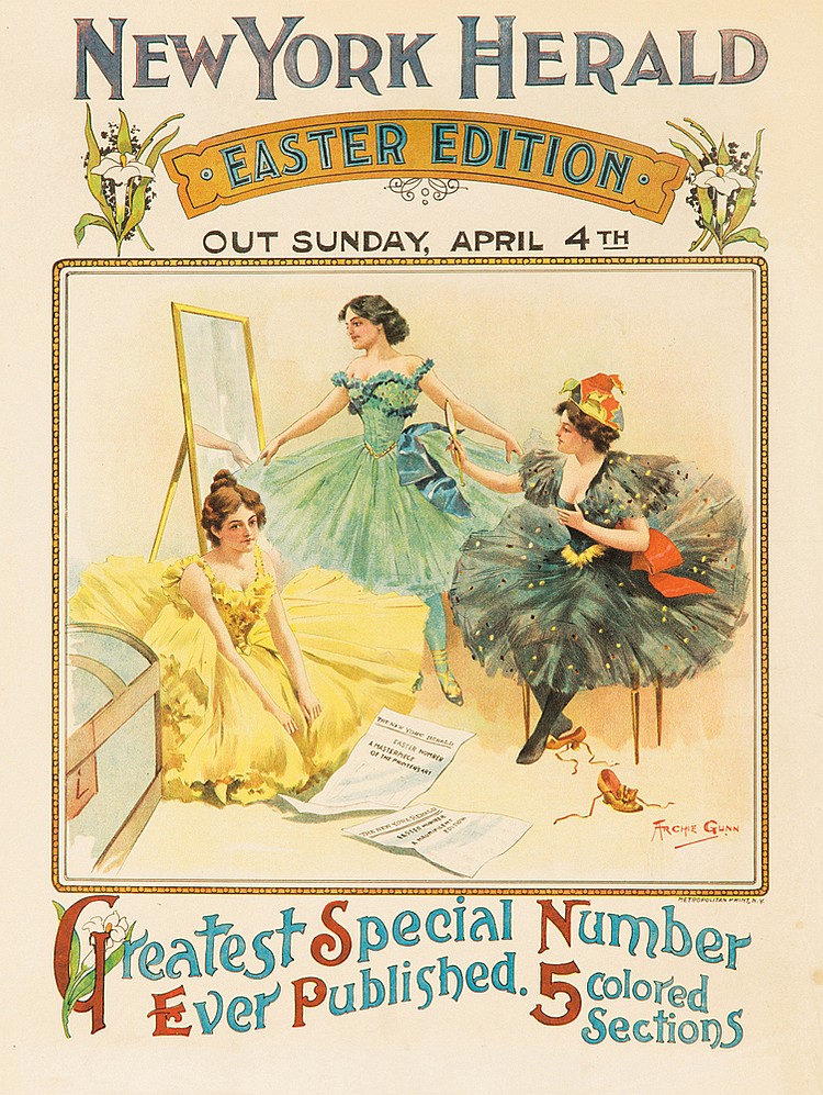 New York Herald Easter Edition, women stand in front of a mirror